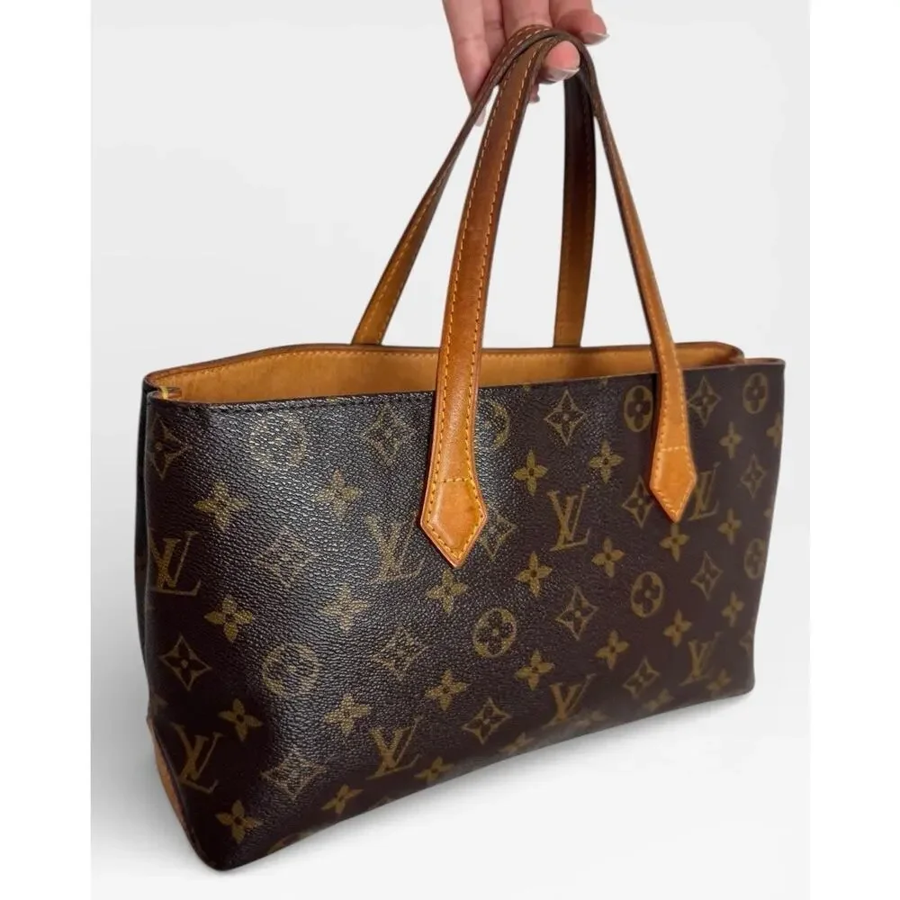 Vtg Louis Vuitton Wilshire PM Monogram Canvas Tote Bag Brown Y2K Preowned - Picture 3 of 16